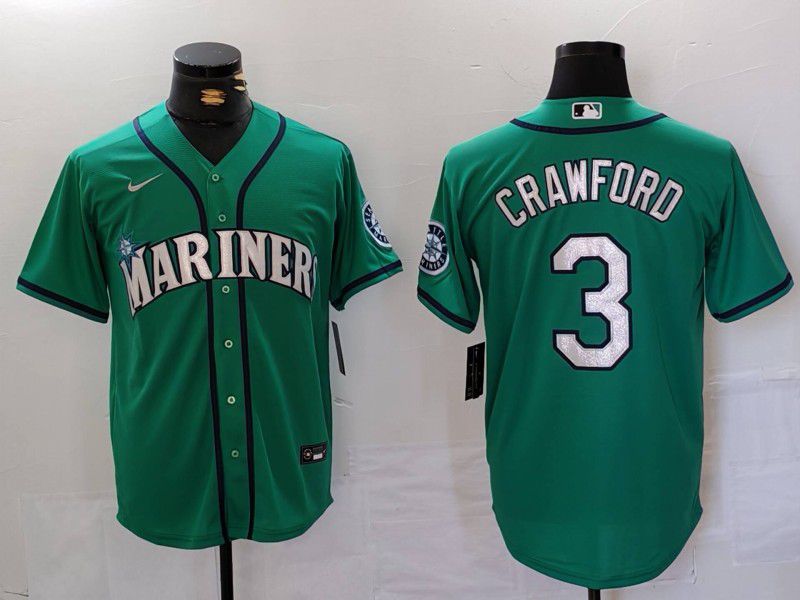 Men Seattle Mariners #3 Crawford Green Game 2024 Nike MLB Jersey style 2->seattle mariners->MLB Jersey